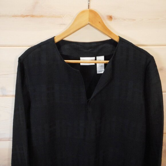 Liz Claiborne Women's Size 1X Fiji Tunic Top Black Textured 3/4 Sleeve NWT Vtg - Picture 3 of 11